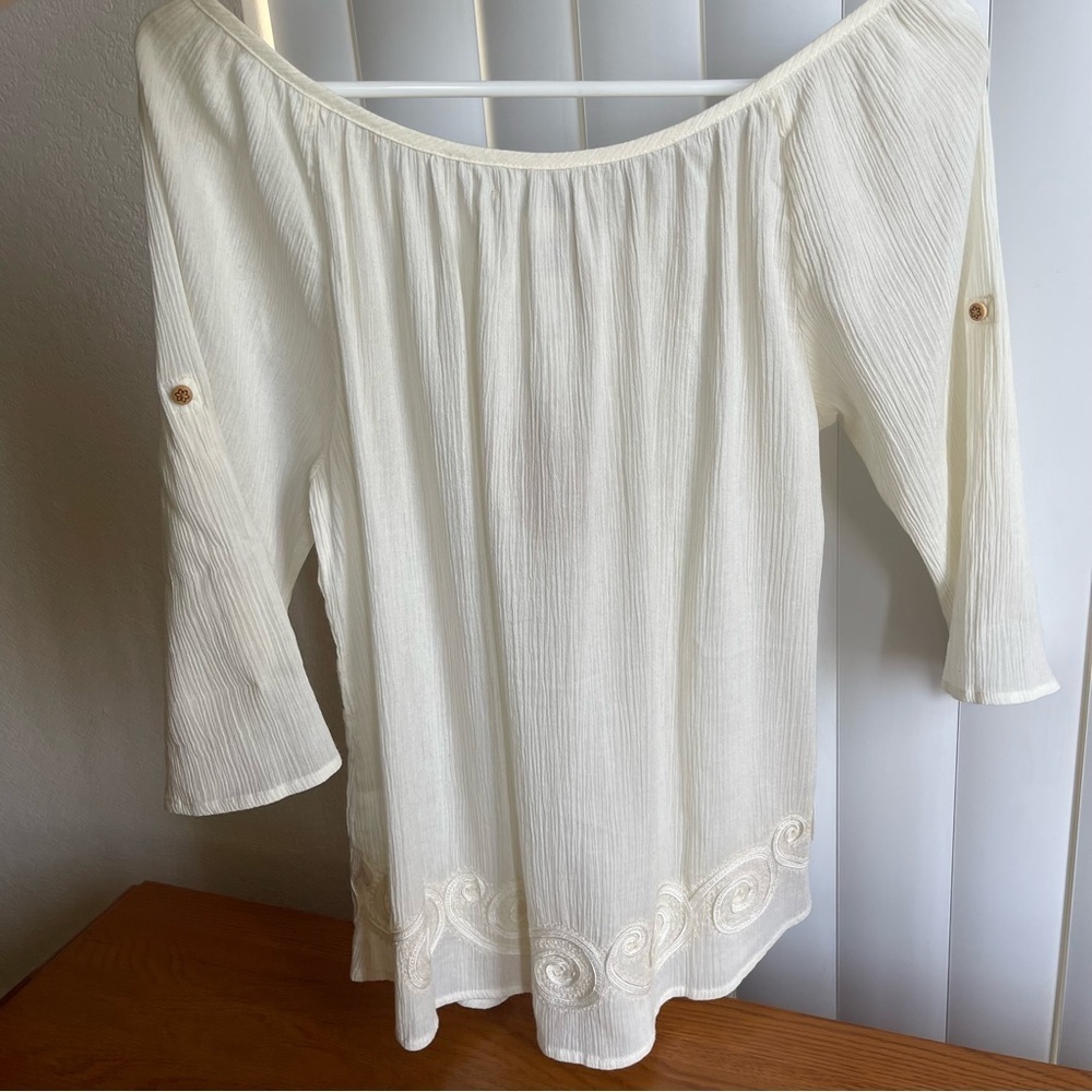 Lucky Brand Cream Peasant Blouse Cream Size XS - Picture 5 of 16